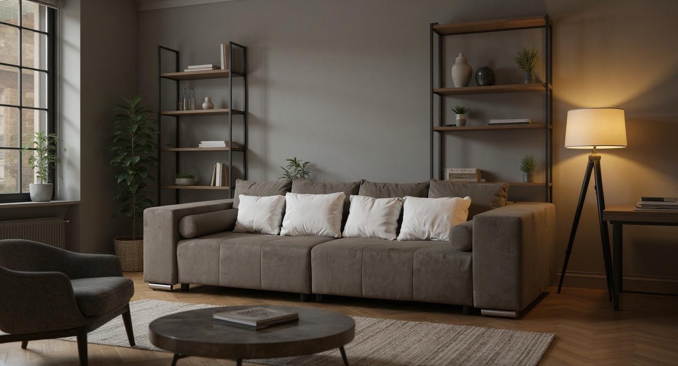 Luxuriöses 5-Sitzer Sofa mit Schlaffunktion und hochwertigem Stoff