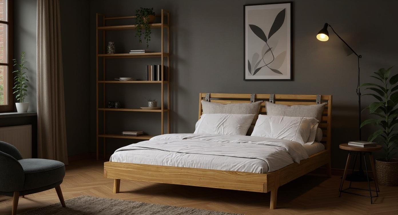 Modernes Design-Bett mit sanftem Kopfteil und langlebiger Konstruktion