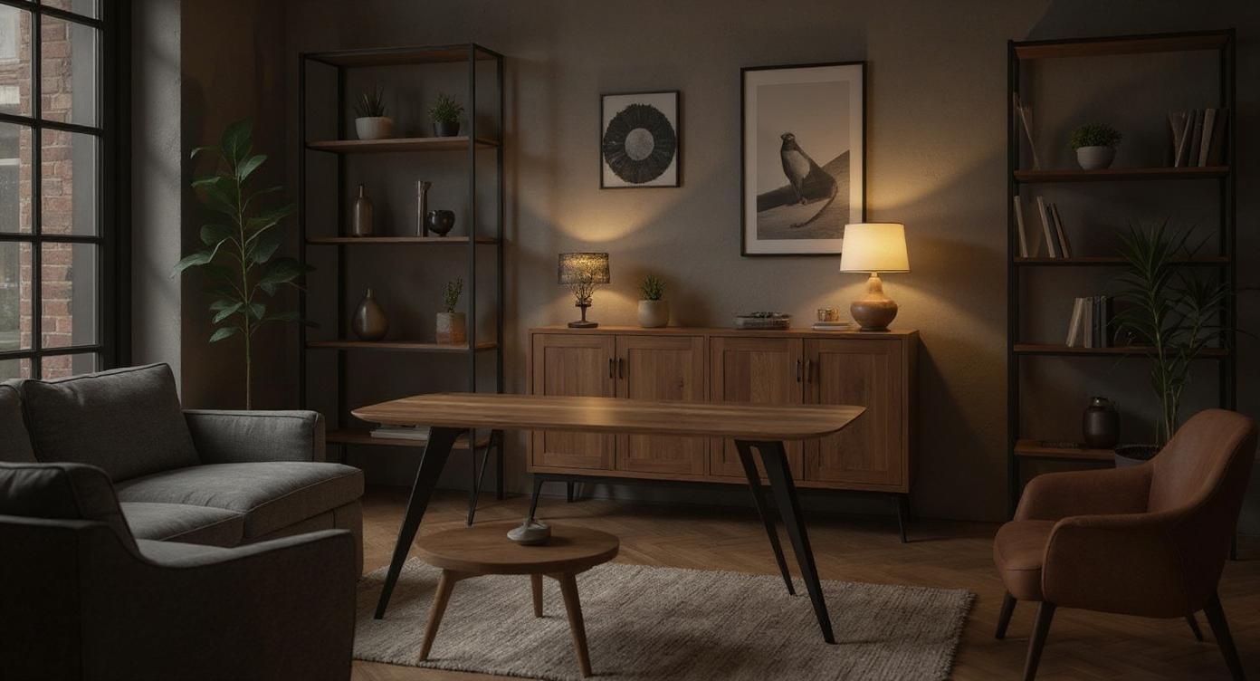 Moderner Esszimmertisch aus robustem Eichenholz mit eleganter Oberfläche
