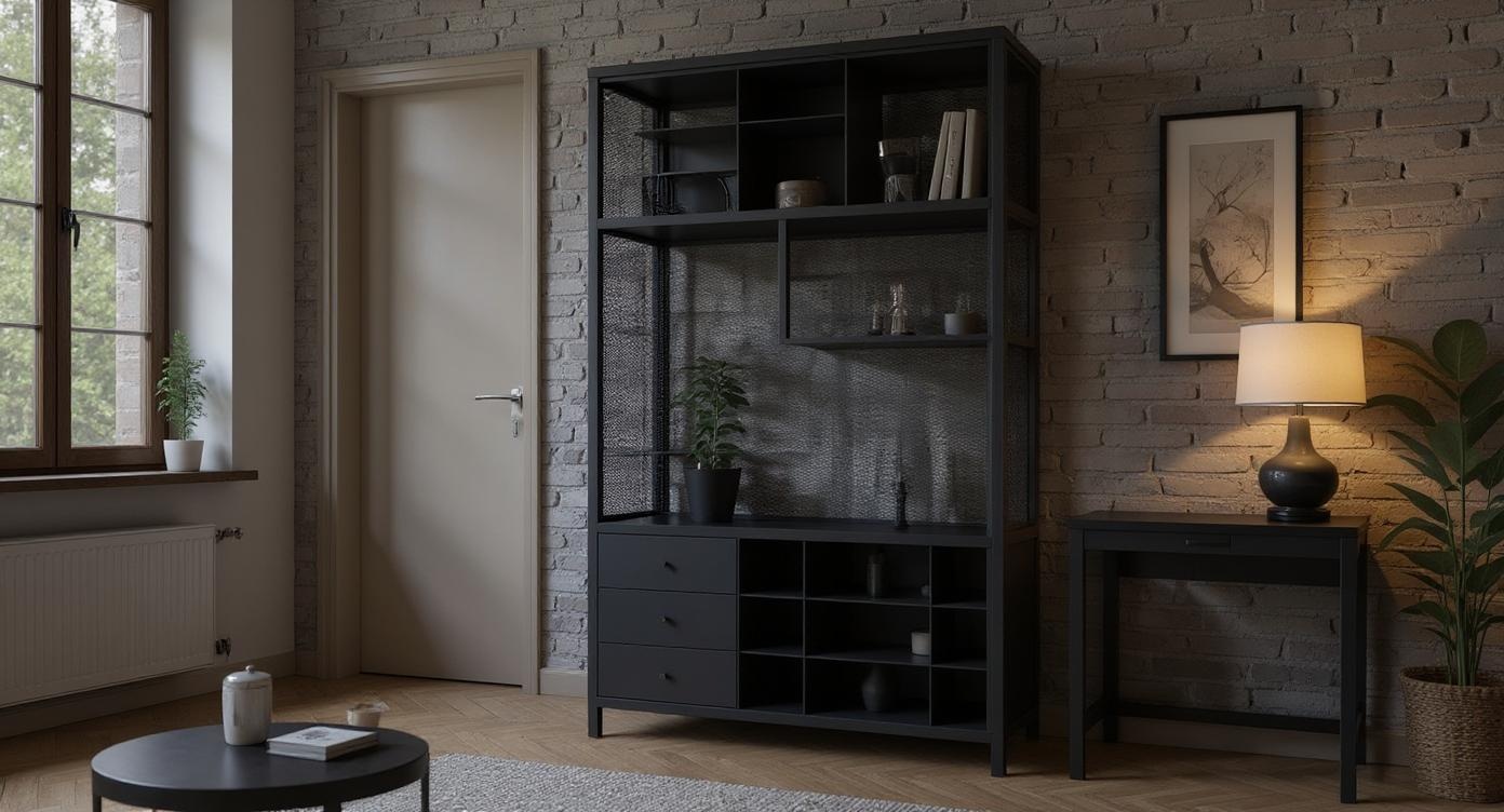 Industrial-Design Weinregal aus Stahl und Holz mit robustem Pulverbeschichtung