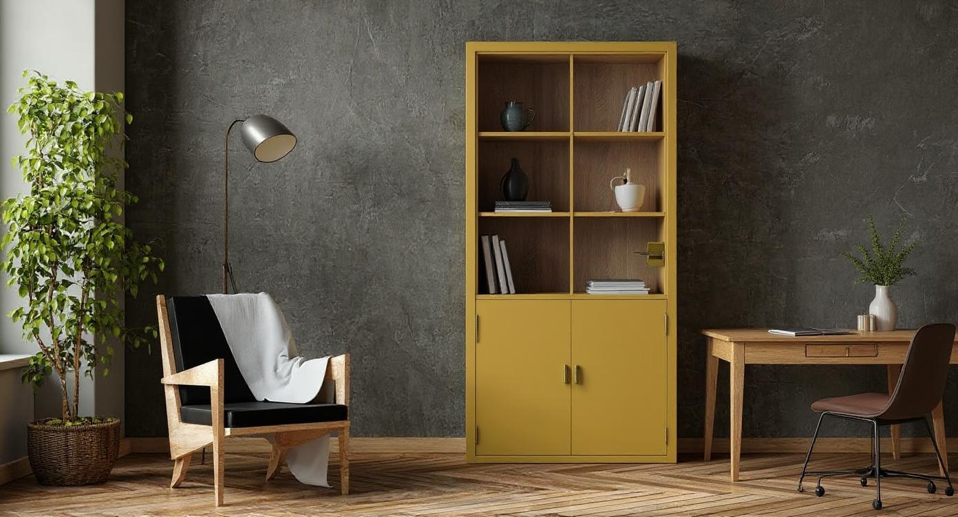 Elegante Loft-Drehtür aus Glas und Stahl mit Gold-Finish
