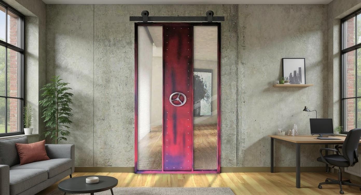 Industrial Chic: Robuste Stahl-Glasschiebetür mit einzigartigem Design