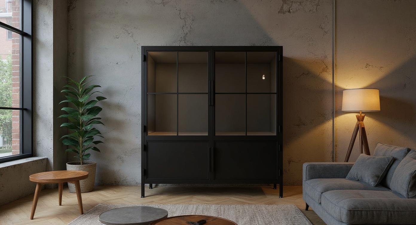 Industrielle Loft-Vitrine aus Stahl mit Glasfronten – individuell anpassbar