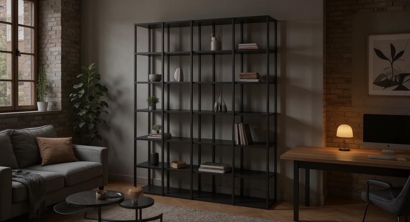 Industrial Steel Regal mit robustem Stahlrahmen und Blechoptik