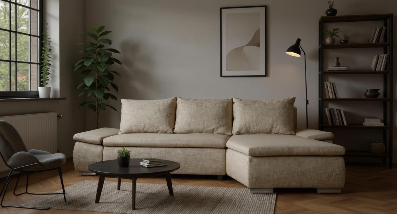 Elegantes 4-Sitzer Sofa mit Schlaffunktion und Premium-Stoffen