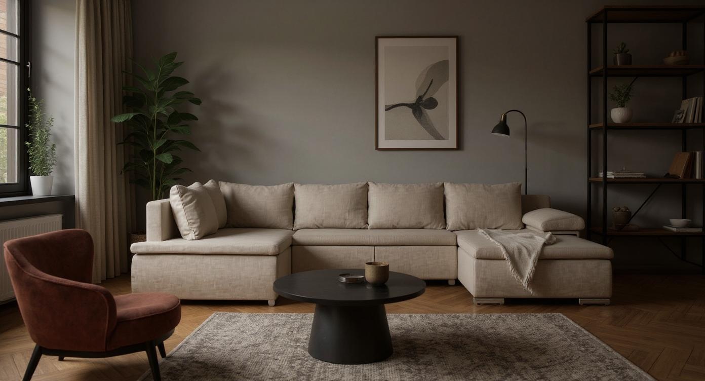 Elegantes Ecksofa mit Schlaffunktion und individuellen Stoffvarianten für höchsten Komfort