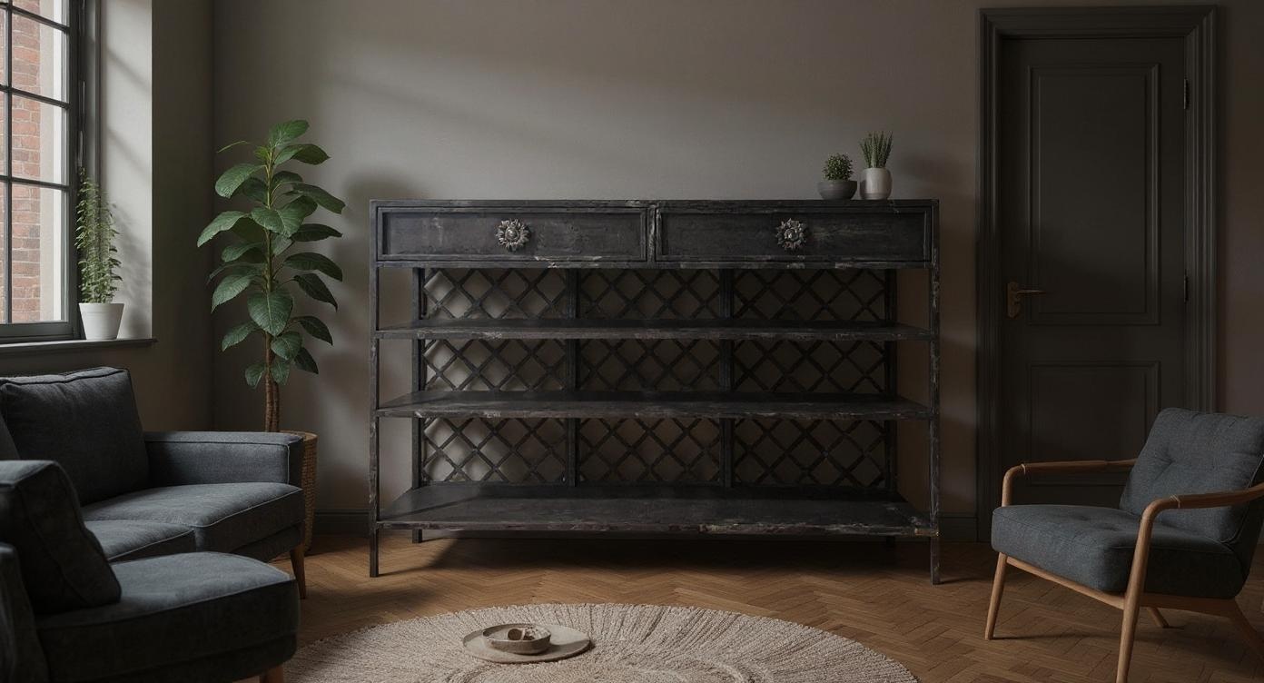 Elegante Nostalgie-Konsole im Jugendstil mit filigranen Blütenverzierungen