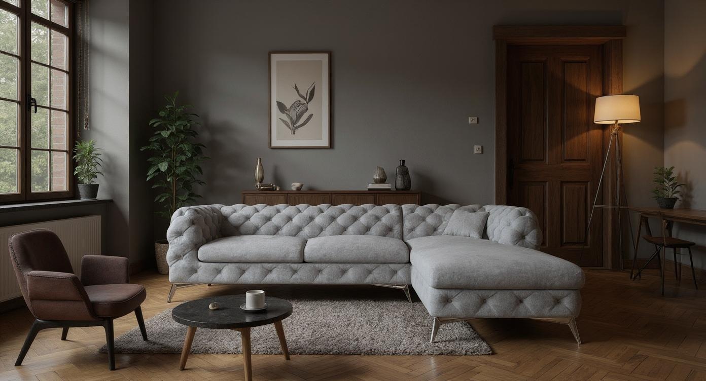Modernes Ecksofa mit hochwertigem Stoff und erstklassigem Liegekomfort