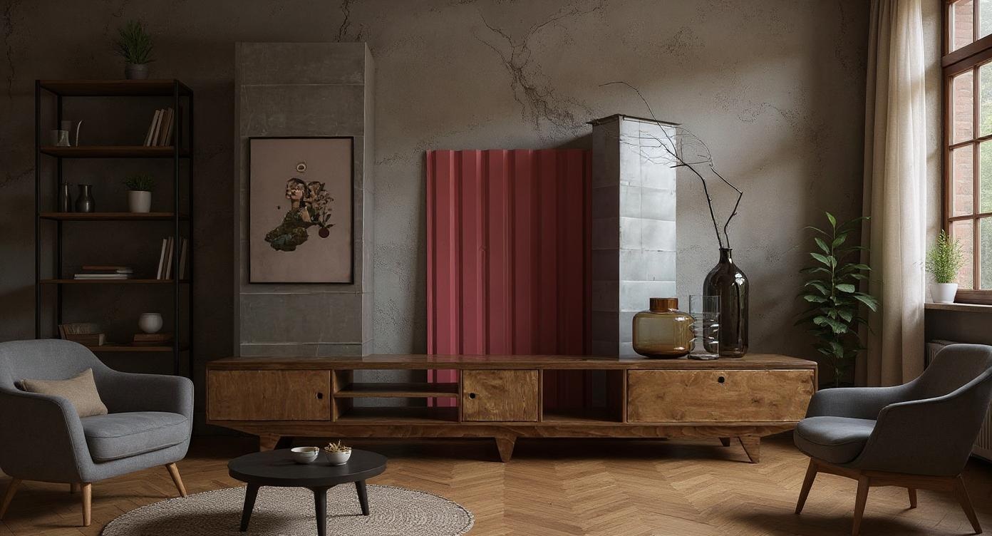 Modernes Lowboard im skandinavischen Stil mit asymmetrischem Design