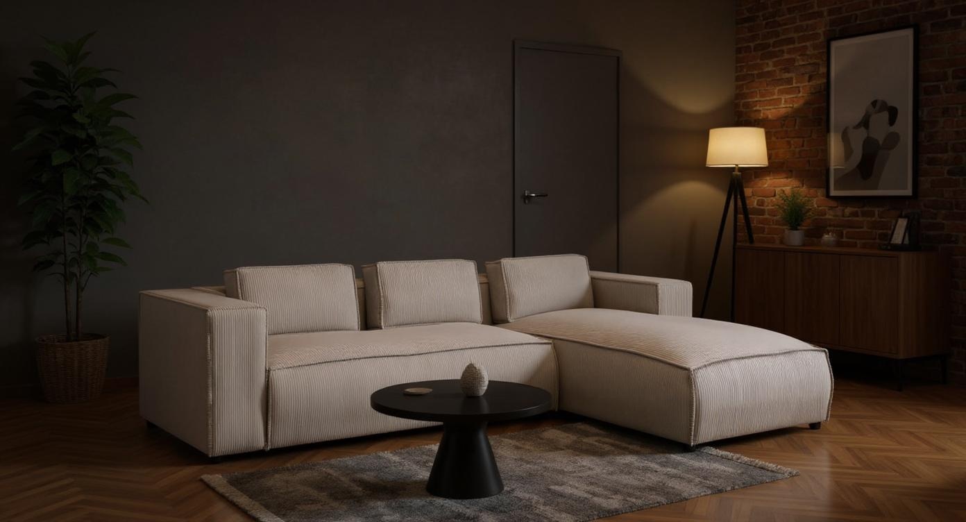 Elegantes Stoff-Ecksofa mit großzügigem Komfort