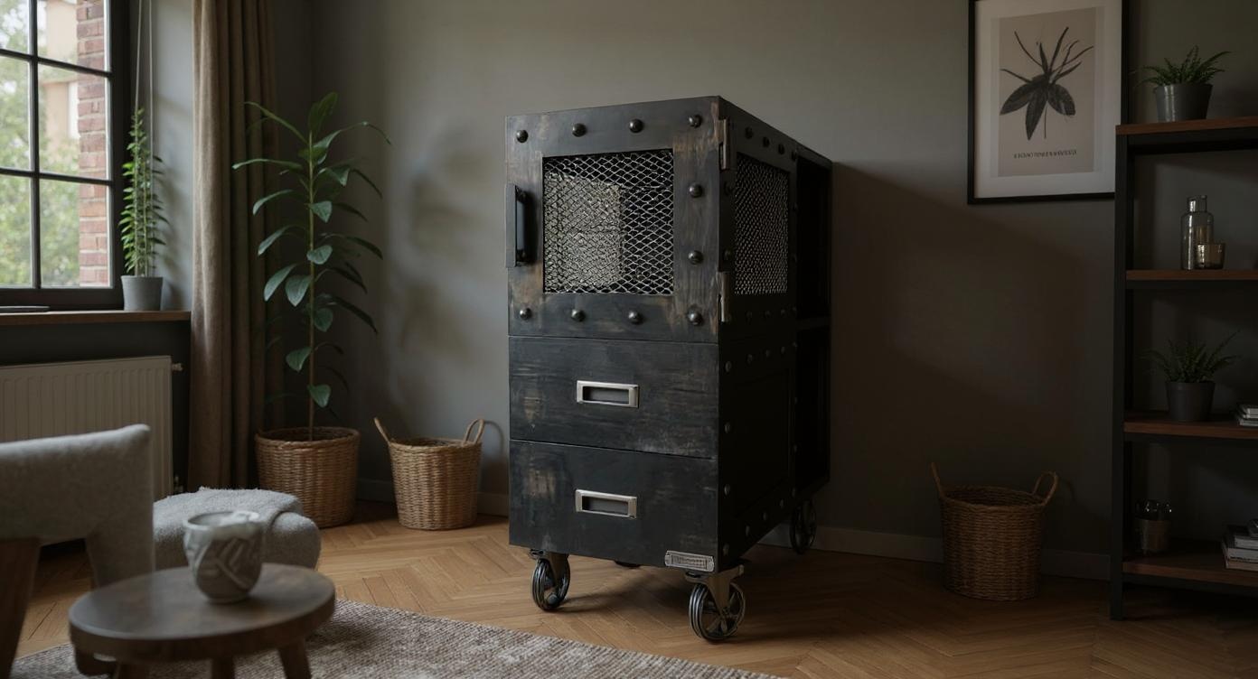 Robuster Industrieller Rollcontainer aus Stahl mit modernes Design