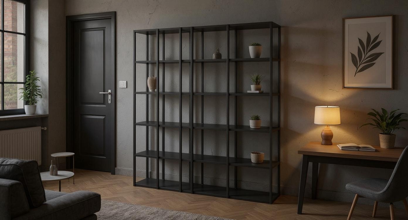 Industrielles Stahlregal für Bücher und Akten mit robustem Design