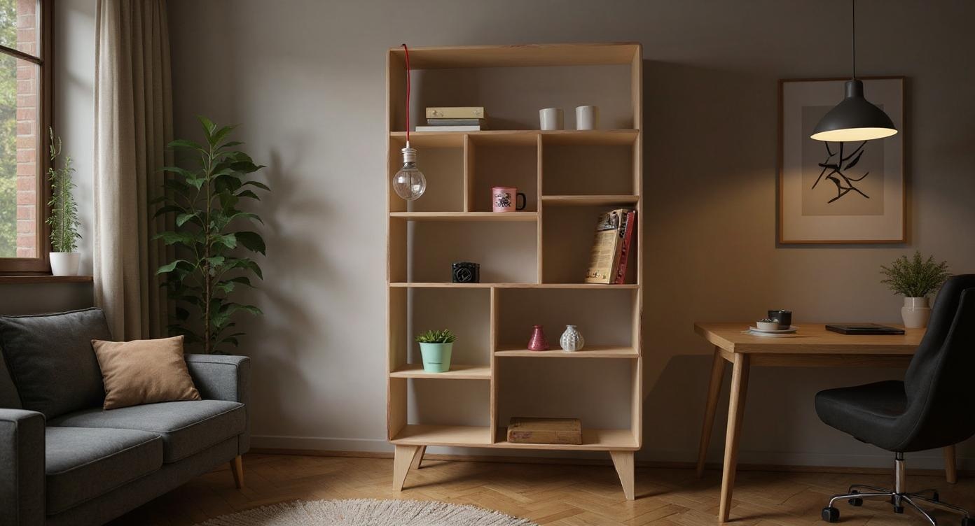 Asymmetrisches Skandinavisches Bücherregal für moderne Wohnräume